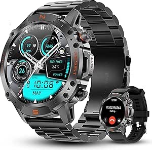 WalkerFit Military Smart Watch for Men, Stainless Steel Band, 1.43" AMOLED, 5ATM Waterproof for Swim Run Hike Cycle, 170+ Sports Modes, Heart Rate SpO2, Tactical Mens Smartwatch for iPhone Android