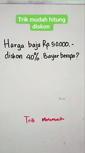 Trik mudah hitung diskon ‼️💚✅ #trikhitungdiskon #persentase #reels #reelsfyp #math #mathtest #mathematics #matematika #trikmatematika #matematikadasar #jangkauanluas #trikcepat | Trik Matematika