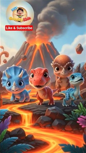volcano Song Dinosaur #DreamScreenAI #childrenssong #babysongs #shorts