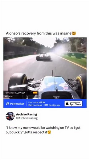 Archive Racing🏎️🏁 on Instagram: "@polymarket Fernando Alonso’s crash shown here occurred during the 2016 Australian Grand Prix, one of the most violent accidents of his Formula 1 career. On the opening lap, Alonso’s McLaren made contact with Esteban Gutiérrez’s Haas, launching the car into a high-speed airborne crash that ended with a heavy impact into the barriers and a rollover through the gravel. The car was destroyed, but Alonso climbed out under his own power and was later released from t