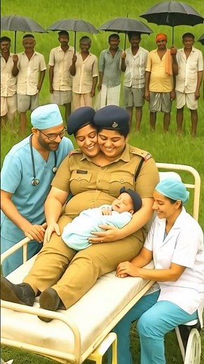 Twin-Headed Pregnant Police Officer Gives Birth in Rain | Emotional Scene #shorts