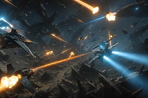 Two rival squadrons of advanced attack fighters clash in a violent dogfight among the twisted wreckage of a shattered orbital station. Energy bolts blaze through the darkness as agile spacecraft weave between debris, while distant capital ships trade salvos against the backdrop of deep space, a high-stakes battle where every maneuver could decide the fate of the fleet. #AIArt #SpaceBattle #AttackFighters #OrbitalStation #CinematicSciFi #Hyperrealistic #Photorealistic #SciFiWarfare #StarshipDuel 