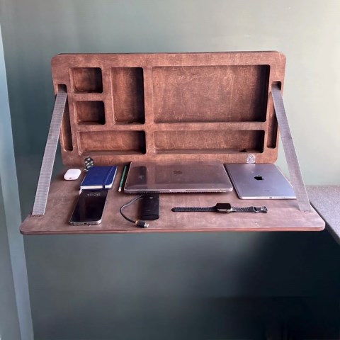 Foldable Wall Desk: Plywood Murphy Table With Hidden Storage - Etsy