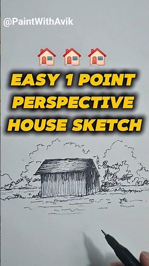 🏠 Easy 1 Point Perspective House Drawing 🌟 Realistic House Sketch Tutorial #sketch #drawing #art