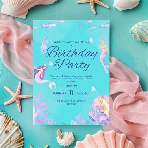Illustration Birthday Party Invitation - Etsy