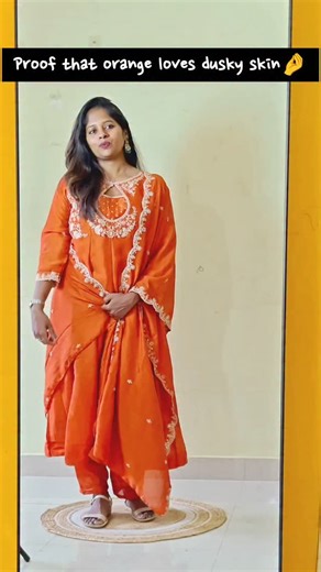 Fashion addict on Instagram: "Dusky skin owner's fav colour ❤️🤌 @meeshoapp #dusky #rustorange #orange #festiveseason #pongal"