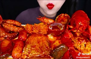 ASMR MUKBANG (yt : hongyu) #hongyuasmr #spicy #flex #seafood #Octopus #enokimushroom #sausage #eatingkoreanfood #fypシ゚viral