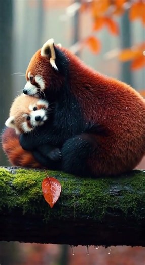 Adorable Red Panda Cuddles in the Rain | Relieving Stress 🌿