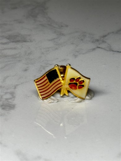USA Flag & Paw Print Lapel Pin: Gold Tone Enamel - Patriotic Accessory - Etsy