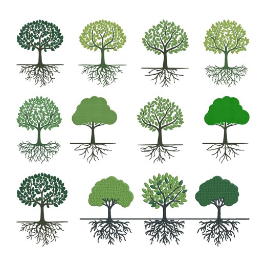 Tree Life Root Embroidery Design, Tree With Root Machine Embroidery File, 10 Design, 9 Size, Instant Download - Etsy