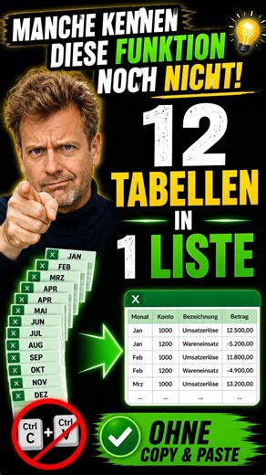 Combine 12 Excel sheets with ONE formula! No more Copy & Paste