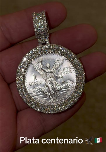 Silver 1 OZ coin custom bezel Mexican silver centenario 🦅🔥🇲🇽 #jewelry #vvs #rolex #chicago #centenario