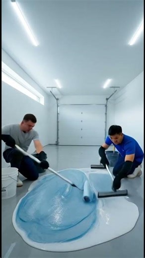 Arctic Ice Epoxy Garage Transformation ❄️ Before & After in 30 Seconds