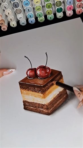 I drew you a snack 🍰🍥 #drawingprocess #cakeart