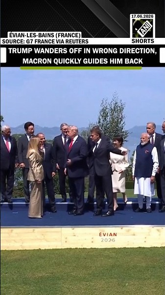 WATCH: Trump wanders off in wrong direction, French Prez Macron quickly guides him back