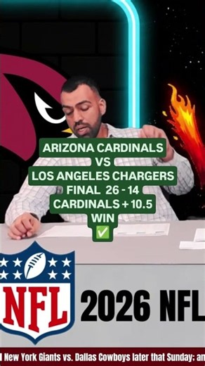 Cardinals vs Chargers Final Score — Cardinals +10.5 WINS! 🔥 The Arizona Cardinals battled the Lo