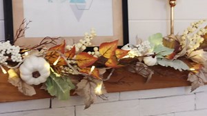 Fall Garland with Lights - Fall Decor - 6Ft Autumn Maples Leaf Pumpkin Berry Garlands for Decoration - Autumn Thanksgiving Decorations - Fall Leaves Garland - Fall Garland for Mantel