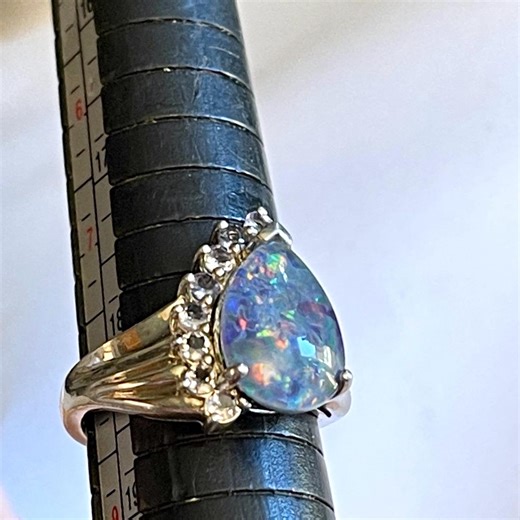 Opal Tanzanite Ring Size 8 Sterling Silver Ring - Etsy