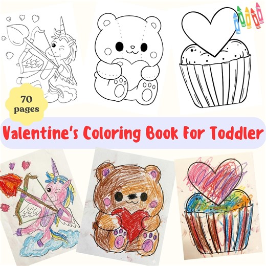 Valentines Coloring Pages | Printable PDF Bundle | Minimal Line Art Style | Relaxing Holiday Toddler Activity - Etsy