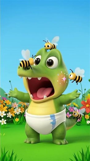 Bee Attack Gone CRAZY 😂🐝 Kukua in Trouble! 🐊 #kukua #shorts