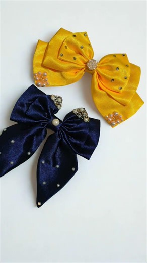 DIY Satin Ribbon Hair Bow | Beautiful Pearl Hair Bow Tutorial | Easy Hair Clip Making