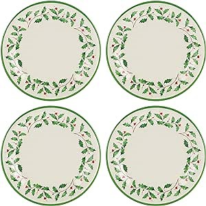 Lenox 863669 Holiday 4-Piece Melamine Dinner Plate Set, Christmas Dinnerware, Hosting
