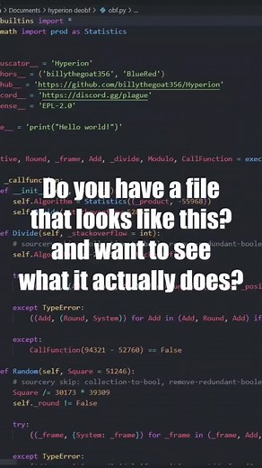 Hyperion deobfuscator #code #programming #vsc #visualstudio #tutorial #tutorial #howto #cmd #pythonprogram #discord #skid #github #coding #program #dc #antiskid #tut #help #helping