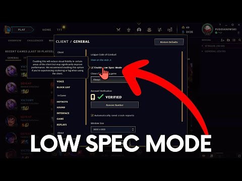 How to Enable / Disable Low Spec Mode in League of Legends - LOL Client Tutorial