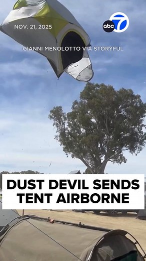 Spectators could hardly believe their eyes when a dust devil sent a tent airborne at a music festival in Australia. | ABC7