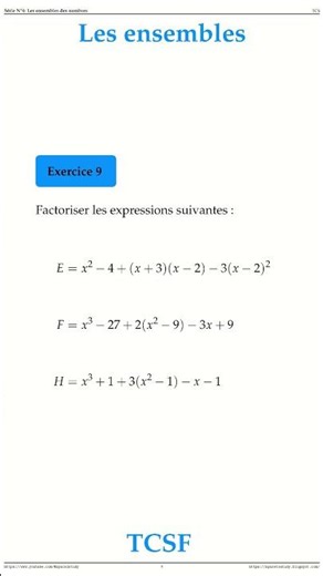 Exercice 9 Cours 4 Les ensembles TCSF Maths space2study MTCSS4v12 #maths