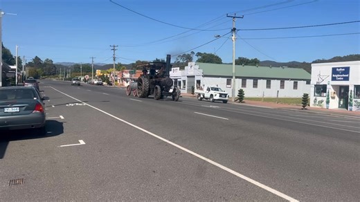 After some pretty major work on the smoke box and and axle bearings over the past couple of years, the Fowler ventured out beyond the streets of Sheffield under her own steam for her first proper road run in quite a while. Daniel Landry and Chris Martin were supported by Peter Martin, John Harry and newcomer Bailey on the way from Sheffield to the Henley-on-Mersey, to be held tomorrow, Australia Day, at Bells Parade, Latrobe. The Fowler is bedded down safely for the night and will be in steam to