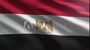 Arab Republic of Egypt Country Flag Fluttering In Wind. Eagle Of Saladin National Emblem On Egypt Country Flag. Egypt Country Red White Black Banner. Civil Flag. Patriotism. Government. Diplomacy