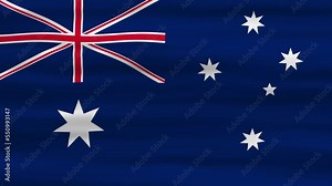 Australian flag seamless loop animation, flag waving in the wind, perfect for videos of independence day or other holidays