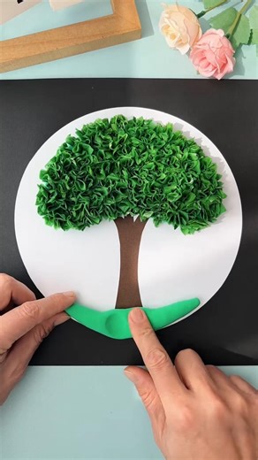 (YouTube Title)Tissue Paper & Clay Tree 🌳 | Easy DIY Craft for Kids | School Project Idea#diy