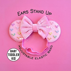 Pastel Rainbow Mickey Pearl Mouse Ears, Baby Toddler Mickey Ears Elastic Headband, Pink Mickey Ears, Velvet Bow Minnie Ears, Minnie Ears - Etsy