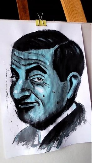i painted Mr. Bean with beans 😂 #art #mrbean #painting #shortsfeed