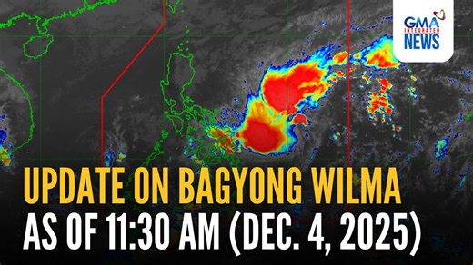 State weather bureau PAGASA gives an update on Tropical Cyclone #WilmaPH as of 11:30 AM today, December 4, 2025. | GMA News
