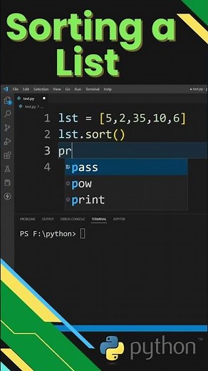 How to Sort a List in Ascending Order in Python ? #shorts