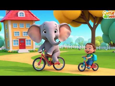 Elephant Drives a Tiny Bicycle to School 🐘🚲 | Fun and Cheerful Kids Nursery Rhyme Animation