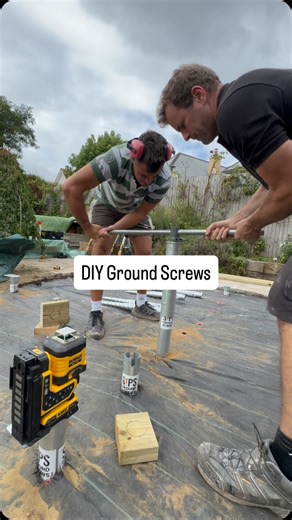 North Devon Carpentry & Construction on Instagram: "DIY Ground Screws for Garden Room Base in just 3 hours to install 16 screws by hand Have you used them before? These were a great option for the Garden Room Base since the access wasn’t great, 50m from Parking through 2 gardens. Saved digging and disposing of soil, bringing in hardcore, wacker hire, sand, DPM, concrete with Pump hire We made our timber frame and Joists first so we could position it in place then mark where the ground screws wil