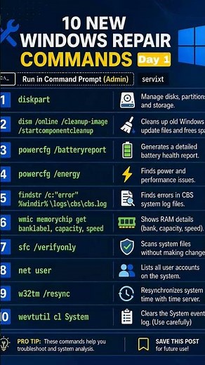 10 Windows Repair Commands You Should Know 😳 (Save This!)