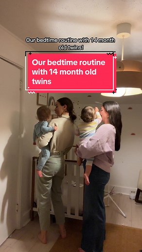 Our bedtime routine with 14-month-old twins! 👶🏻👶🏻 Usually we start bedtime around 6pm with some playtime upstairs. Then we do teeth brushing, hair brushing, lotion, pjs and fresh diapers! Thank goodness for our Diaper Genie because we have a lot of diapers with twins! 🤪 The @Diaper Genie Platinum Pail is made of stainless steel and is hands-free which is a must because you know our hands are always full. 😂 It keeps the stinky diaper smells locked in and has a long-lasting refill that can l