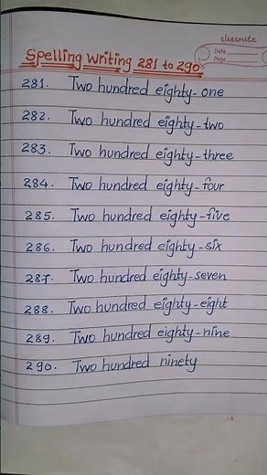 spelling writing 281 to 290 in english | numbers name in english