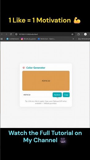 JavaScript Mini Project – Color Generator ✨ #coding#webdevelopment #htmlcssjavascript