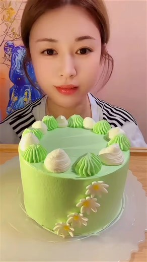 Soft & Creamy Green Cake 🎂 ASMR Dessert Magic #shorts