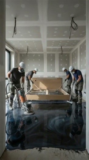 Floating LED Bedroom Transformation 🤯 Concrete to Mirror Epoxy