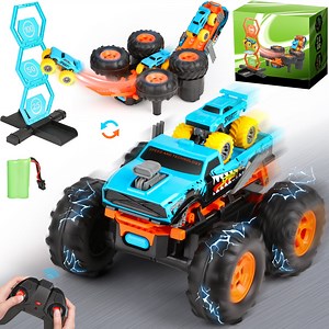 Huge Wave Remote Control Car for Boys, 1:16 Scale RC Stunt Monster Truck Toys, with Transform Track and Mini Car, Christmas Birthday Gift for Kids Age 4-12