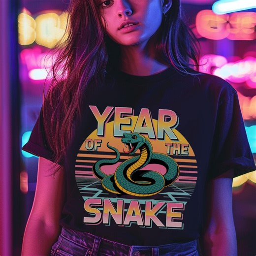Retro Year of the Snake Shirt • Synthwave Aesthetic Graphic Tee • 80s Vaporwave Snake Lover Gift • 2025 Zodiac Streetwear • Cool Cobra Top - Etsy UK