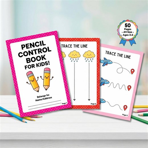 Pencil Control Tracing Workbook, 50 Pages, Preschool Fine Motor Skills, Pre-writing Activities, Instant Download - Etsy