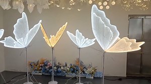 Led Butterfly Lights Decorations Set of 2, Wedding Butterfly Floor Lamp, Creative Butterfly Floor Standing Lamp, Butterfly Hanging Decoration Props for Wedding Christmas Party Receptions and Birthdays